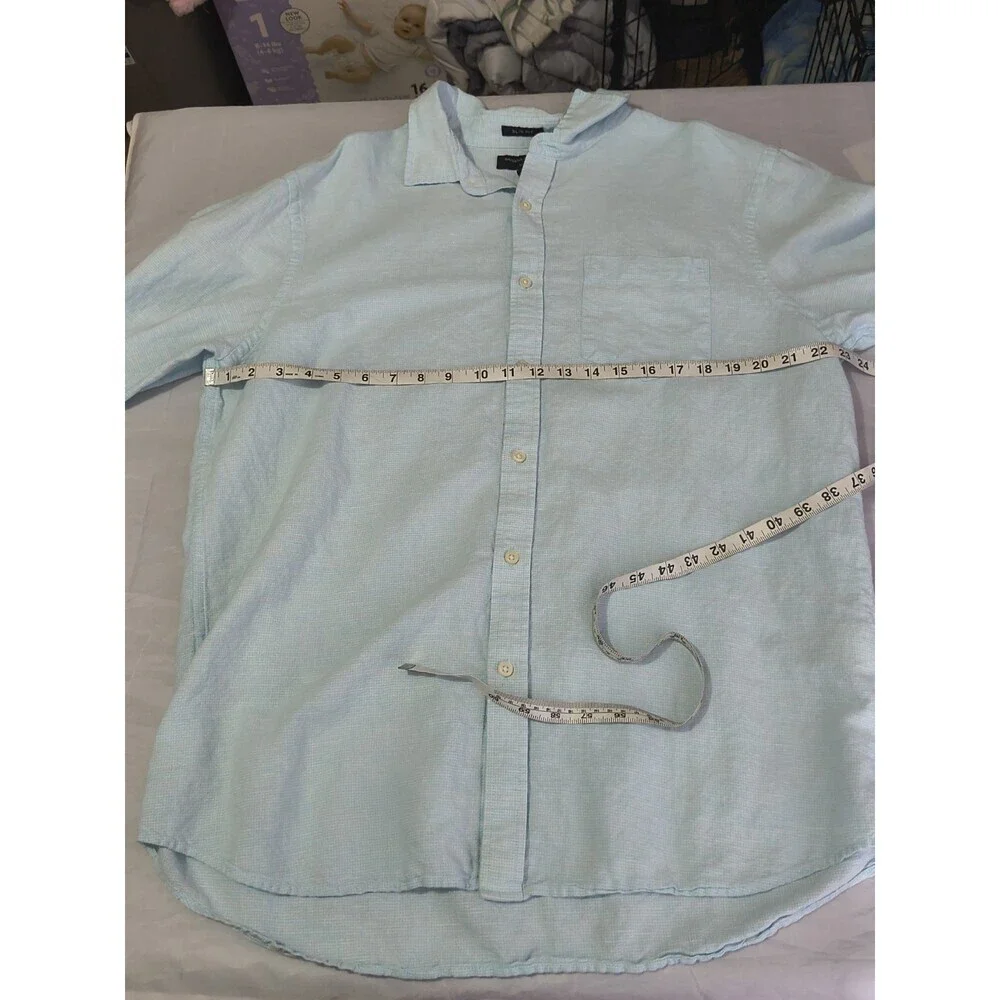Banana Republic Men's Size XL Blue Linen Long Sleeve Button Up Slim Fit Collared